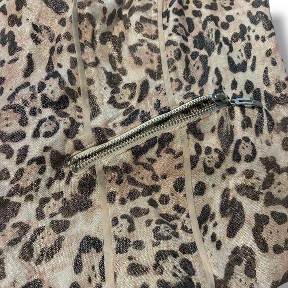Chicos Vest Size 2 (L) Animal Print Open Front Linen Blend Functional Zip Pocket - Picture 4 of 7